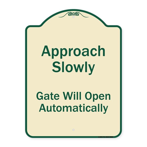 Signmission Designer Series-Approach Slowly Gate Will Open Automatically, 24" x 18", TG-1824-9864 A-DES-TG-1824-9864